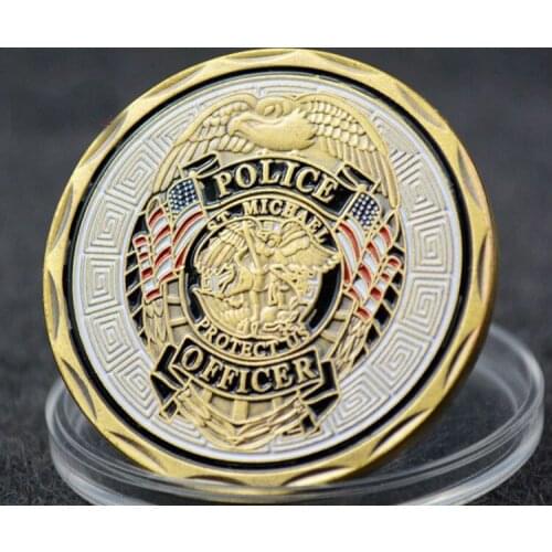 St.Michael Polica Office Coins Collectibles Patron Sain of Law Enforcement Police Office Coins Replica for Christmas Gifts