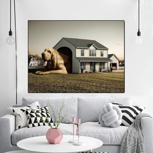 Creative Dog House Canvas Painting Modern Animal Art Posters and Prints Wall Pictures Nordic Simplicity Bedroom Home Decoration