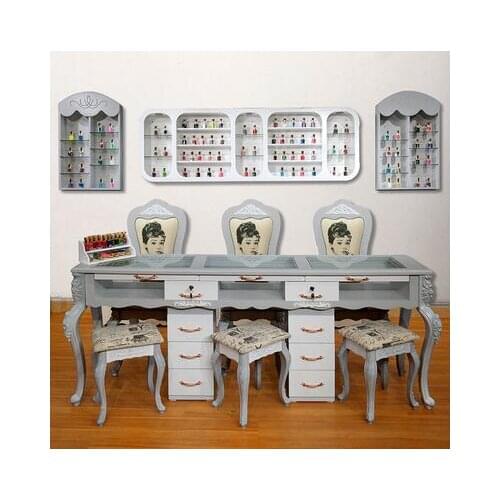 Manicure table and chair set single double three person European manicure table economy manicure chair stool manicure shop