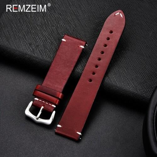 Oil Wax Cowhide Genuine Leather Watchbands 18mm 20mm 22mm 24mm Watch Accessories Men Women Bracelet Wrist Watch Straps