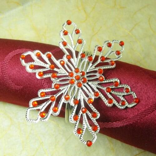 Metal snow with red crystal napkin rings,napkin holder