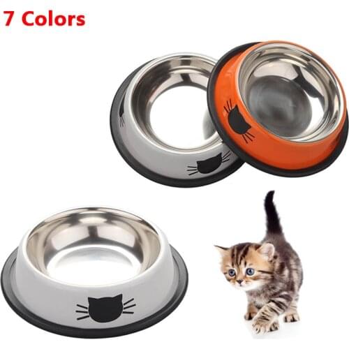 Pet Cat Food Cup Dog Tray Baking Paint Green Rubber Bottom Ring Non-Slip Porcelain Grain Stainless Steel Thickening comedero