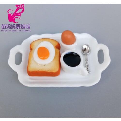 Minin food model breakfast bread egg coffe doll house accessories for barbie doll blythe licca 1/6 bjd doll diy