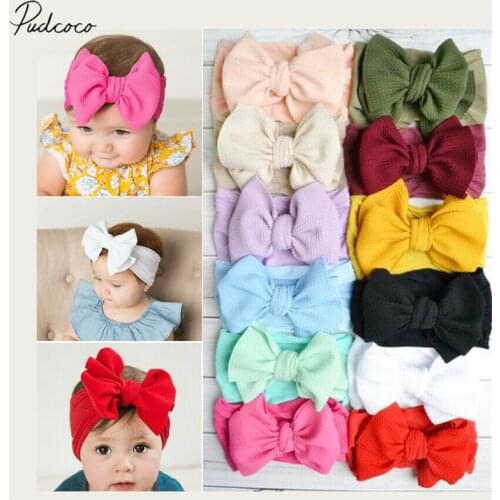 2020 New Baby Accessories Infant Baby Girl Cute Bow Headband Newborn Solid Headwear Headdress Nylon Elastic Headwear