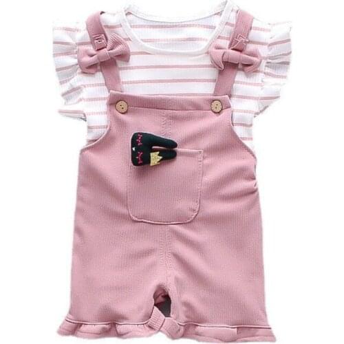 New Fashion Summer Baby Girl Clothes Children Cute Sport T-Shirt Overalls 2Pcs/Set Toddler Casual Costume Infant Kids Tracksuits