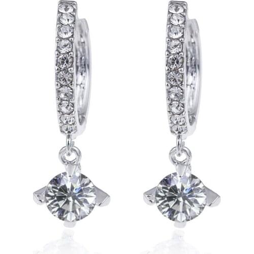 New Womens 100% M925 Sterling Silver color Earrings / - Fashion Lady Engagement Earrings Simple Silver color Earrings