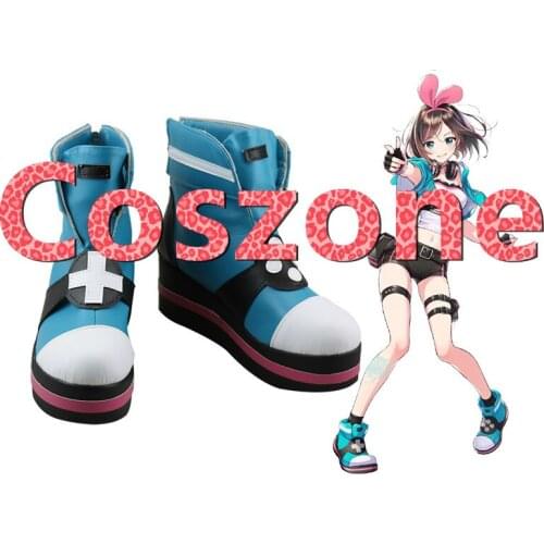 Youtuber Kizuna AI Blue Cosplay Shoes Boots Halloween Carnival Cosplay Costume Accessories