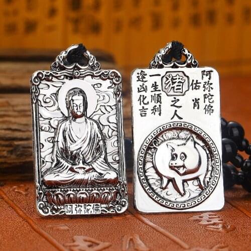 Retro Eight Buddha Animal Pendant Necklace Mens and Womens Religious Buddhist Jewelry Accessories Wealth Lucky Necklace