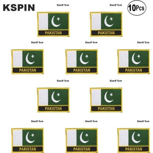 Pakistan Flag Embroidery Patches Iron on Saw on Transfer patches Sewing Applications for Clothes in Home&Garden