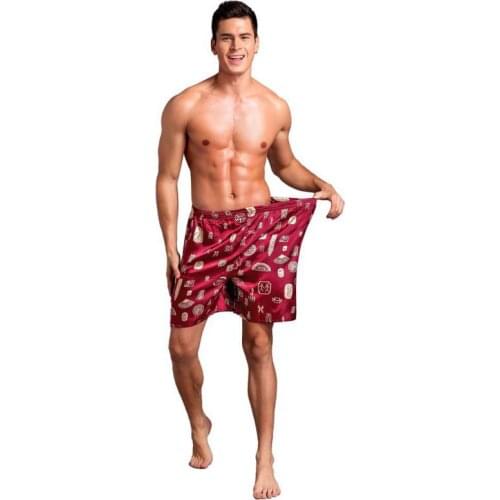 Casual Loose Mens Satin Silk Pijama Shorts Summer Sleepwear Soft Boxer Underwear Pajama Sexy Nightwear Underpants pyjama homme