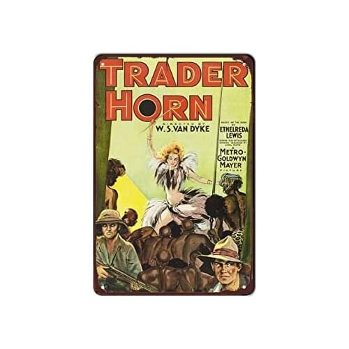 Trader Horn Post modern Tin Signs Movies American Style Plaque Metal Retro for Garden Decor