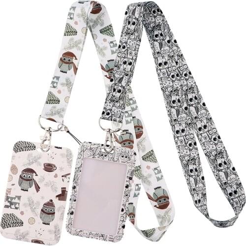 DZ2137 Cute owl Lanyard for Key Neck Strap lanyard Card ID Badge Holder Key Chain Key Holder Hang Rope Key Rings Accessories