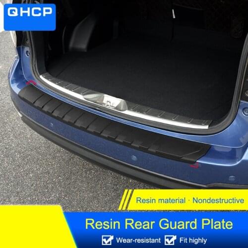 QHCP Car Trunk Plate Resin Trunk Guard Trims Protection Rear Bumper Tail Strips Sticker For Subaru Forester XV Outback 2013-2019