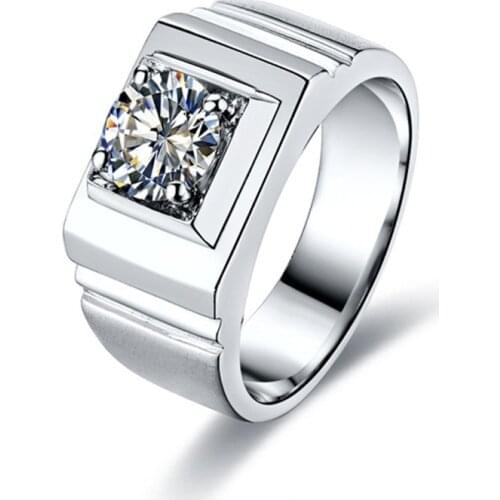 Test Positive 1Ct 6.5mm D Color VVS1 Moissanite Diamond Men Ring Perfect Platinum 950 Ring Male Wedding Ring