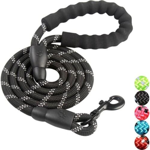 Pet Products Reflective Multicolor Round Rope Large Dog Collar Leash Training Running Rope Comfortable For Medium And Large Dogs