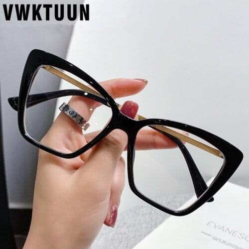 VWKTUUN Big Cat Eye Eyeglasses Frames for Women Men Anti Blue Light Glasses Optical Spectacle Eyeglass Computer Reading Glasses
