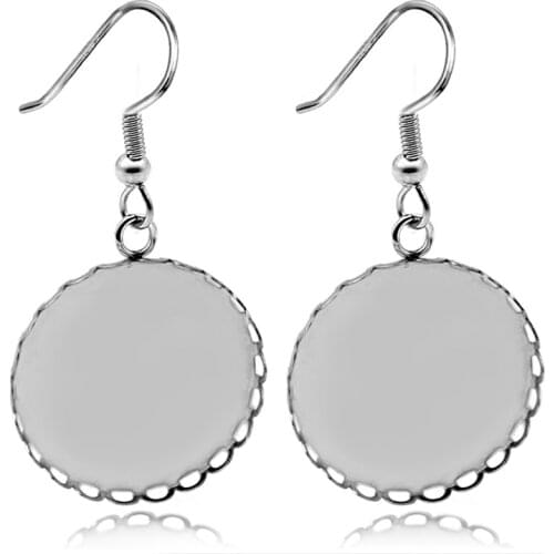 10pcs BITWBI 12mm 18mm 20mm 25mm Blank Stainless Steel Jewelry Accessories Cabochon Settings Base Earring Hook Clasp For DIY