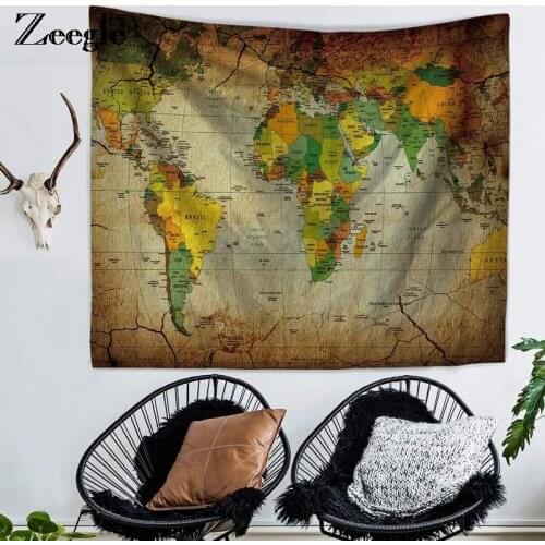 Zeegle World Map Tapestry For Living Room Decor Sofa Chair Cover Fashion 200x150cm Beach Towel Wall Carpet