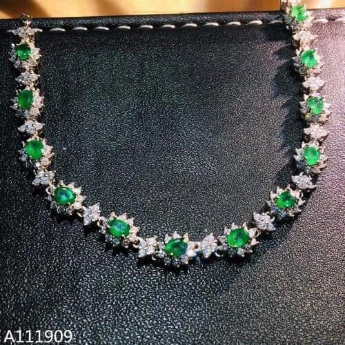 KJJEAXCMY boutique jewelry 925 sterling silver inlaid Natural emerald gemstone ladies bracelet support detection exquisite