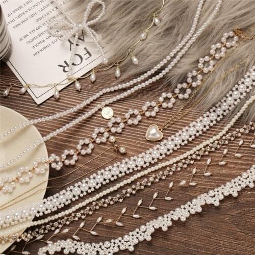 Elegant Bowknot Branch Love Heart Pearl Necklace for Women Fashion Pearl Choker Necklace Wedding Statement Jewelry