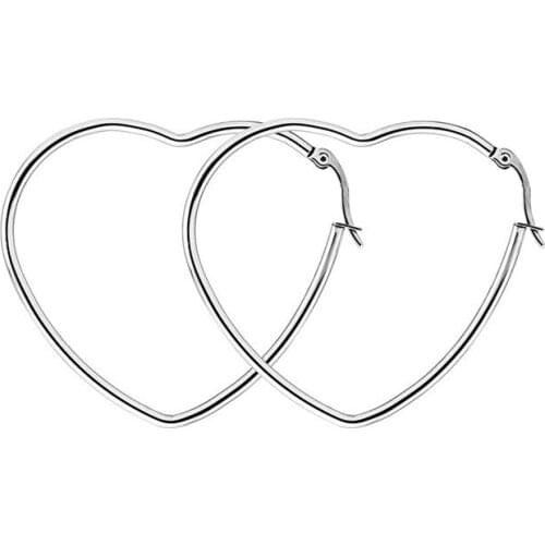 1Pair The Latest Trends Heart-shaped Round Wire Stainless Steel Earrings In Europe and The Simple Love Piercing Earrings