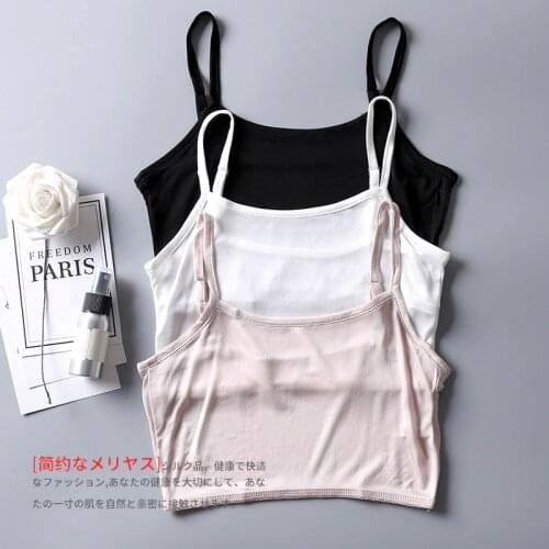 1PC 100% Mulberry Silk Womens Basic Non-Pads Mini Camisole Half Cami Bandeau Tube Top SG426