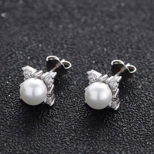 100%925 Pure Silver Drilled Freshwater Pearl Earrings Earrings Girls Korean Edition Simple Sweet Silver Earrings