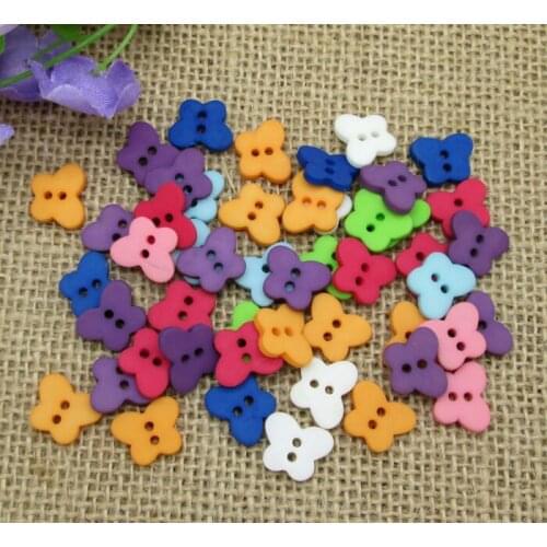 100pcs Fashion 15mm Mixed Color butterfly model Resin Buttons For Clothes Crafts Sewing Scrapbooking DIY Accessories