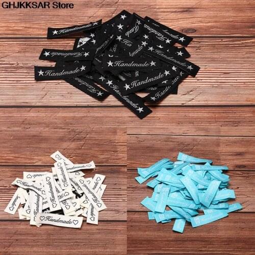 50pcs Cotton Main Labels for T-shirt Embossed Tags DIY Flag Labels For Garment stitching Accessories