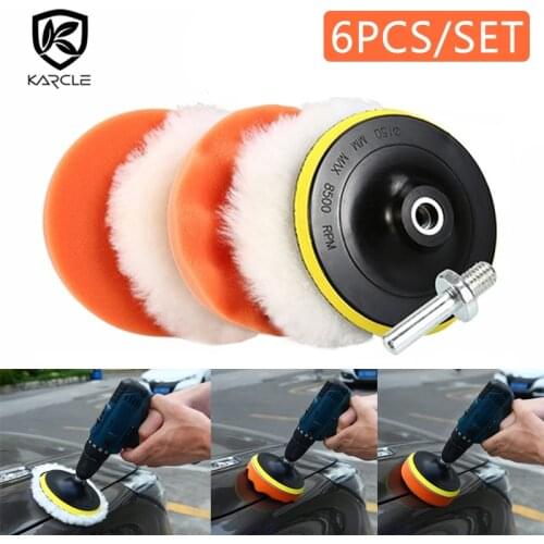 6pcs Car Polishing Sponge Pads Kit Waxing Pad Buffering Kit for Car Headlight Polish Buffer Drill Wheel Polishing Remove Scratch