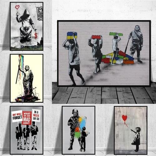 Abstract Banksy Wall Art Poster And Prints Colourful Graffiti Street Art Decor Canvas Painting Pictures For Living Room Cuadros
