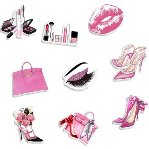 Acrylics Makeup Set of 9 Piece Resin Planar Lady Fashion Shoes Kawaii Cabochon for DIY Deco Bows Center Phone Case Keychain