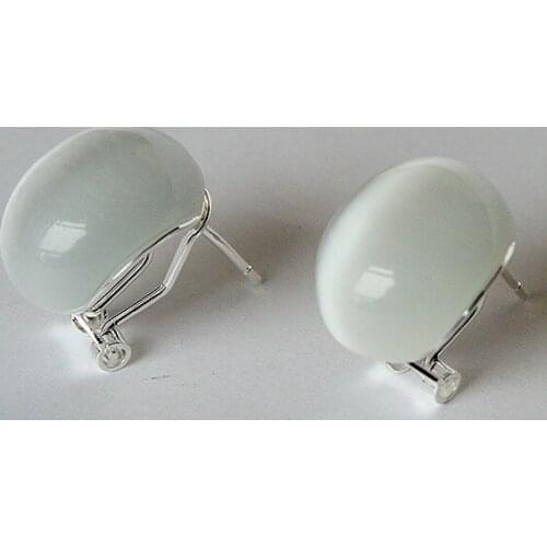 Noble 925 Silver 18mm white opal Earrings