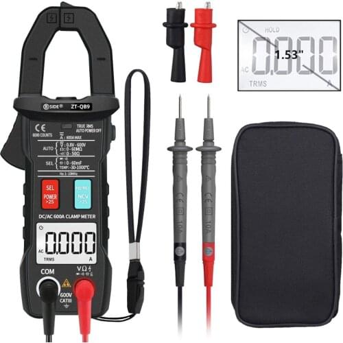 BSIDE 600A DC Clamp Meter True RMS Auto-Ranging 6000 Counts Meter Inrush Current Capacitance Temperature Live Check Voltage Test