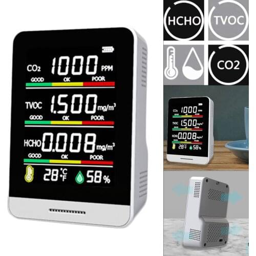 Air quality detector CO2 HCHO TVOC Carbon Dioxide Gas Detector Temperature Humidity Gas Analyzer Air Quality Monitor Measurement