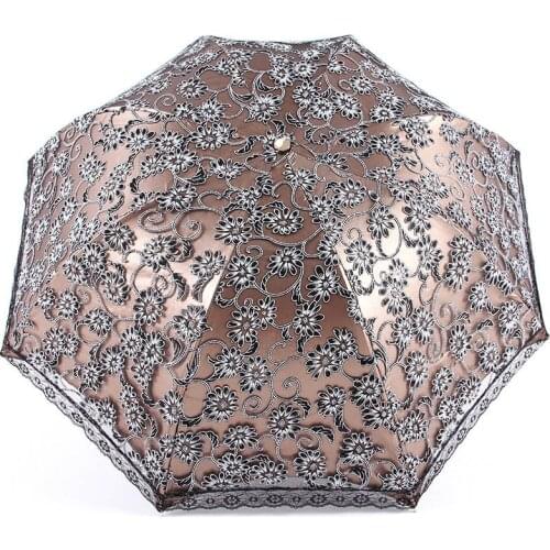 Double Layer Lace Sun Umbrella Wedding Women Sunny Rainy Windproof Travel Anti-UV Parasol Black Pink Luxury Fashion Paraguas