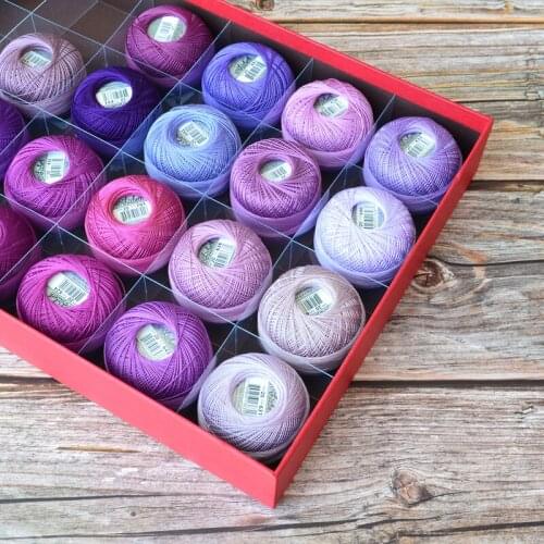 HHL cotton lace line Woven Crochet hook /Shuttle thread NO.20 purple series 25g/roll 190meters thickness 0.5-0.6mm