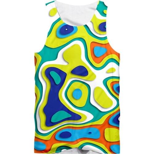 IFPD EU/US Size New Paint Color Pattern Tank Top Summer Men 3D Printing Dizziness Sleeveless Fitness Casual Vest Streetwear