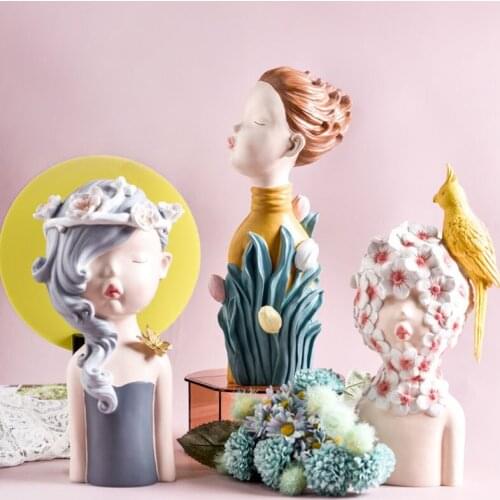 EXQUISITE DESIGN FLOWER GIRL SCULPTURE & STATUE RESIN ORNAMENTS FOR HOME DECORATION ACCESSORIES TV CABINET DISPLAY FIGURINE GIFT