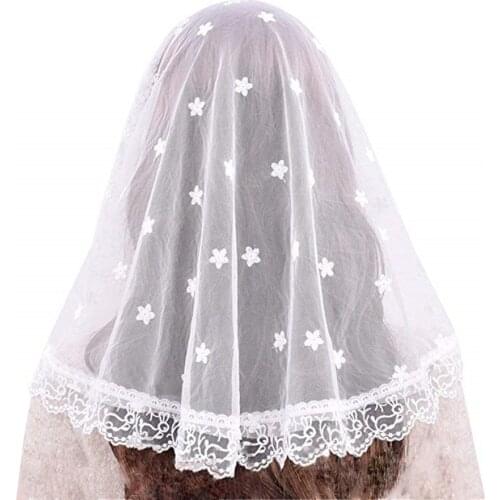 JIN IS YARN Black white Women Lace Catholic Veil Mantilla for Church Head Covering Latin Mass vela negra Voile Dentelle Mantilla