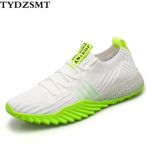 TYDZSMT Flats Women 2021 Platform Sock Sneakers Mesh Breathable Casual Shoes Woman Solid Green Plus size 35-45 Zapatos De Mujer