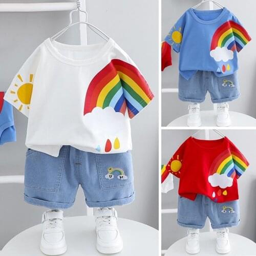 Boys summer suit childrens summer childrens foreign style 4 baby clothes years old male baby short-sleeved two-piece summer