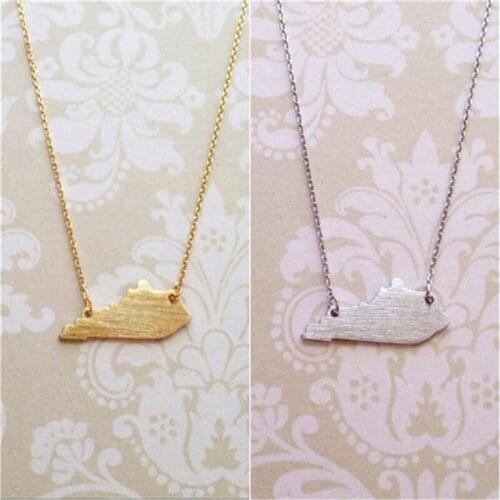 Hot Sale USA Map Necklace Kentucky Necklaces Handmade State Pendant Cut Kentucky State Necklace Female Fashion Jewelry Wholesale