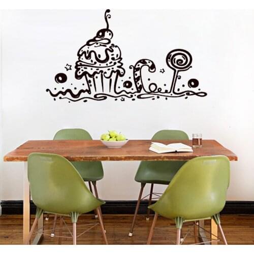 Bakery Shop Wall Sticker Cafe Kitchen Wall Decals Sweet Cake Cupcake Wall Art Murals Kids Room Decoration Nursery Poster