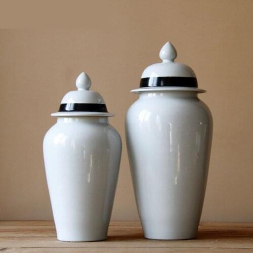 Home Furnishings Jingdezhen Ceramic Soft Furnishings Monochrome Glaze Black And White Modern Decorative Ornamental porcelain jar