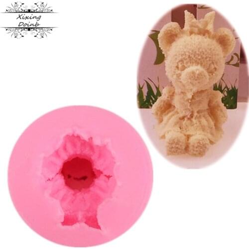Cartoon 3D bear shape silicone soft candy mold cake decoration tool Candy Chocolate Mold Candle Mold