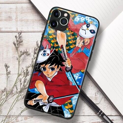 Sabito and Giyu Kimetsu No Yaiba Anime Soft TPU Glass Phone Case for IPhone SE 6s 7 8 Plus X Xr Xs 11 12 Mini Pro Max Samsung