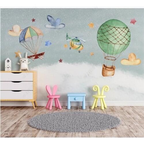 8D wall cloth Nordic simple hand-painted cartoon children room wallpaper custom 3D photo wall
