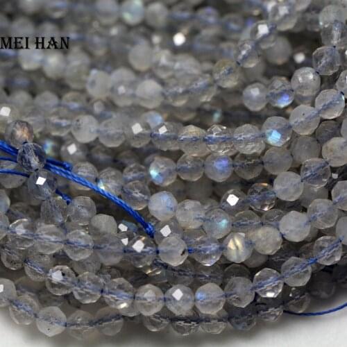 Meihan Natural 4 mm (3strands/set) labradorite faceted shinny round handmade loose beads for jewelry making design diy bracelet