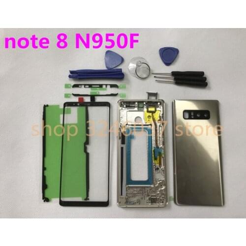 Note8 Full Housing Case Back Cover + Front Screen Glass Lens + Middle Frame For Samsung Galaxy note 8 N950 N950F Complete Parts